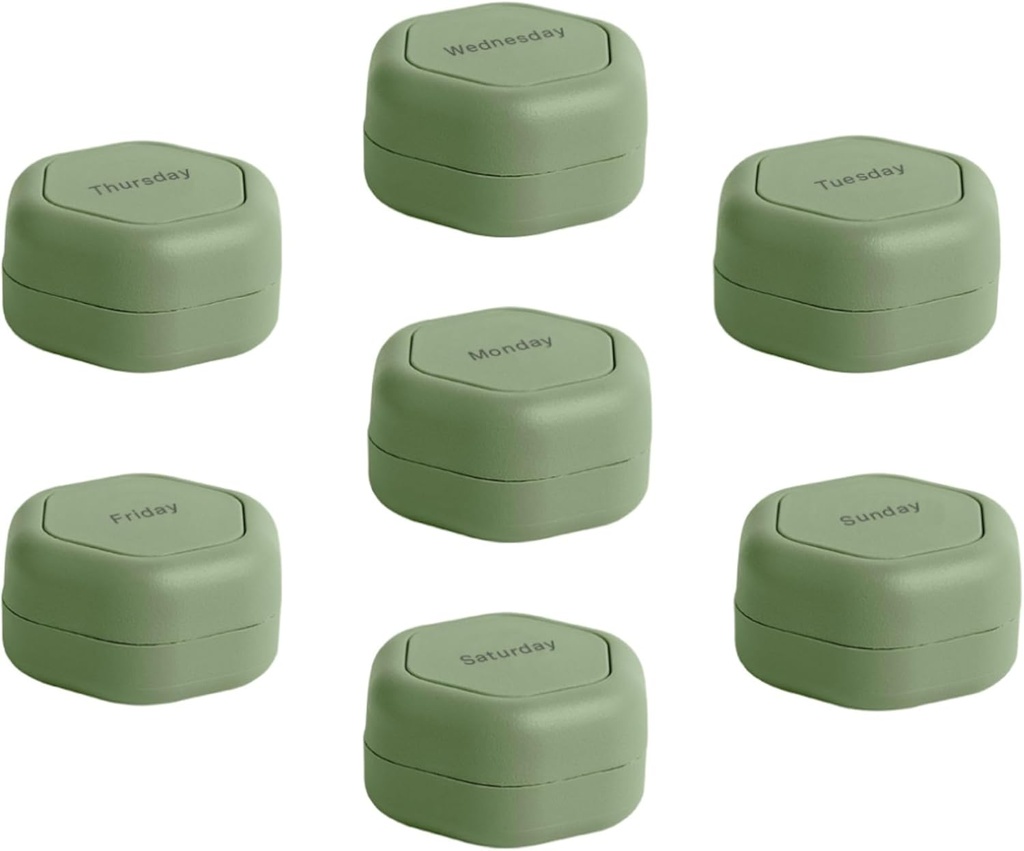 Cadence Travel Container - Pill Case Set - Magnetic Travel Capsules,Tagesmedizin Organizer für Pillen, Ergänzungen, & Vitamine - 7 Flex Smalls (0.56oz) für Wöchentliche Pille Organizer - Eucalyptus