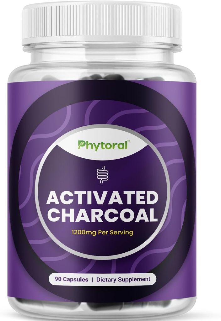 Pure aktivierte Charcoal Pillen Detox & Cleanse - Reinigung von Kokosnusskapseln mit 1200 mg pro Servierung für Bloating Relief - Active Detoxification Supplement for Body & Gut Health - 90 Count