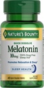Nature's Bounty Melatonin, 100% sans médicament aide au sommeil, complément alimentaire, favorise la relaxation et la santé du sommeil, 10mg, 45 comprimés à dissoudre rapidement