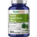 NusaPure Alpha Lipoic Acid 600 mg pro Portion 180 Veggie Kapseln (Vegetarisch, Non-GMO, Vegan)