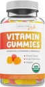USDA Organic Kids Vitamin Gummis (Non-GMO) Yummy Natural Fruit Flavors - Komplette Kinder Multivitamin Gummis: Vitamin C, D, B, A, Zink - Ergänzung für Energie, Stimmung, Immununterstützung - 60 Gummy Vitamine