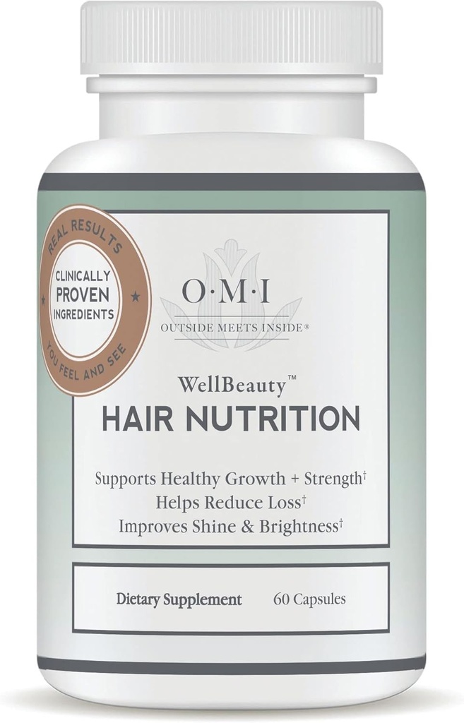 OMI WellBeauty Hair Nutrition, Haarwachstumsergänzung für Frauen, Klinisch erwiesen, Haarausfall zu reduzieren, Arzt für stärkeres Thicker Haar mit Keratin, Biotin, Zink, 1 Flasche, 1-mo Versorgung