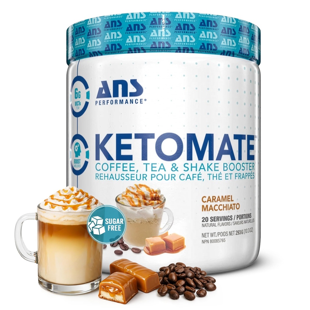 ANS Performance Ketomate Kaffeecreme mit MCT-Öl-Pulver, Delicious, Sugar Free Creamer für Kaffee, Tee & Shakes, Perfect Keto Energy Powder, 20 Servierungen, 15oz, Caramel Macchiato
