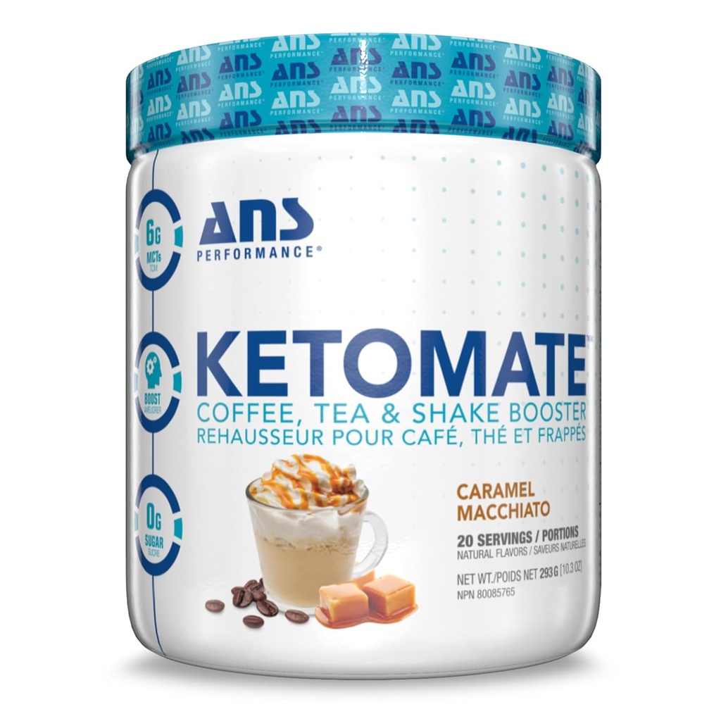 ANS Performance Ketomate Kaffeecreme mit MCT-Öl-Pulver, Delicious, Sugar Free Creamer für Kaffee, Tee & Shakes, Perfect Keto Energy Powder, 20 Servierungen, 15oz, Caramel Macchiato