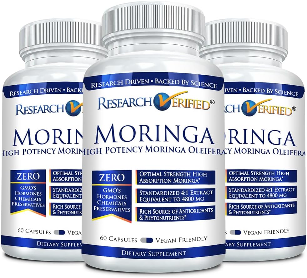 Forschung Verifizierte Moringa Oleifera - 100% reine Extrakt- 1200 mg pro Portion - 60 Zähler - 3 Monate Versorgung