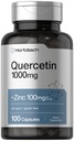 Horbäach Quercetin 1000mg Capsules avec 100mg de zinc 100 Nombre 100 Non-OGM, Supplément sans gluten