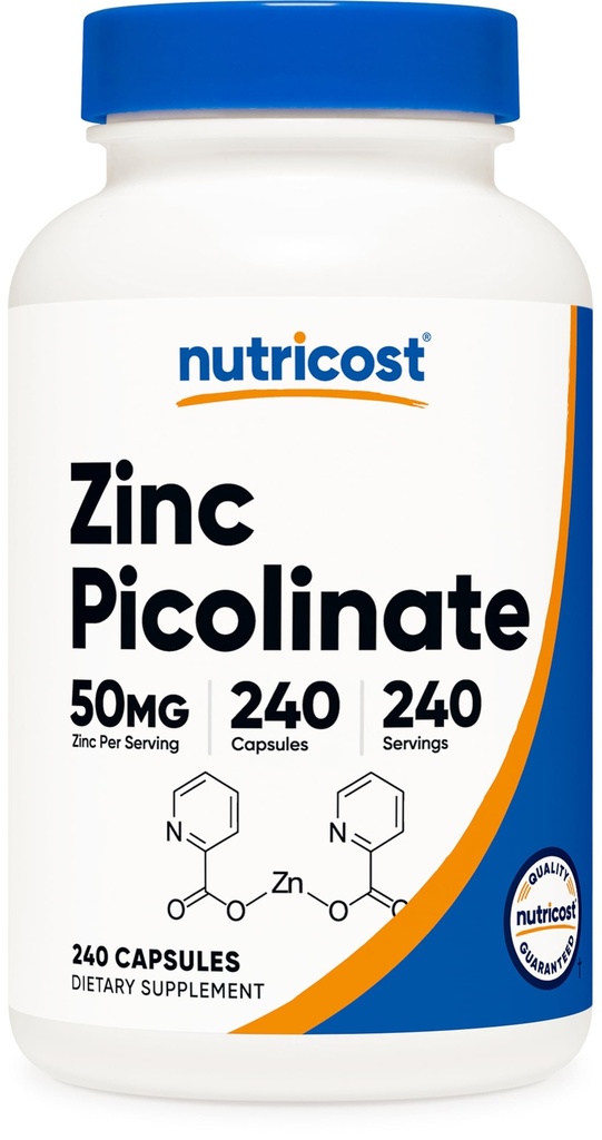 Nutricost Zink Picolinate 50mg, 240 Vegetarische Kapseln - Glutenfrei und nicht-GMO (240 Caps)