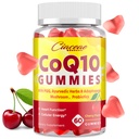 CoQ10 Gummis mit PQQ - 400 MG Coenzym Q10 Hohe Potenz, Verbessert mit Ayurvedic Kräuter, Adaptogene Pilzmischung & Probiotika für Herz, Gehirn, Energie, Immunität, Kirsche Flavor, 60 Vegan Gummis