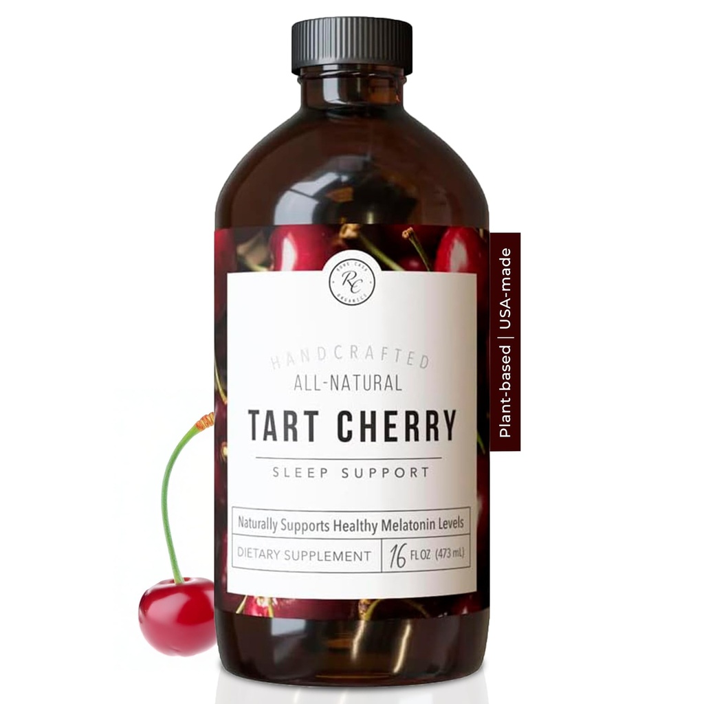 Rowe Casa Organics Tart Cherry Organic Schlaf-Unterstützung mit Valerian Root, unterstützt Schlaf-Zyklus-Regulation und Muskel-Recovery (16 Fl Unzen)