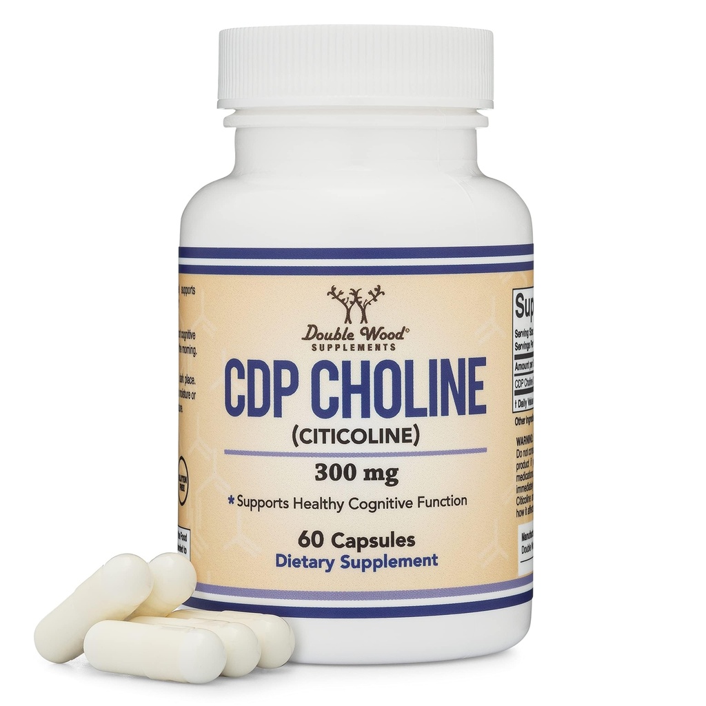 Supplément CDP Choline (citicoline), grade pharmaceutique, test de tiers (60 capsules 300mg)