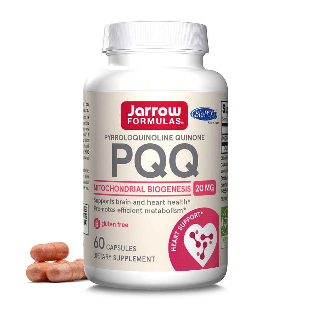 Jarrow Formulas PQQ 20 mg - 60 Kapseln - Fördert Mitochondriale Biogenesis - Unterstützt Herz- und Hirngesundheit - 60 Servietten