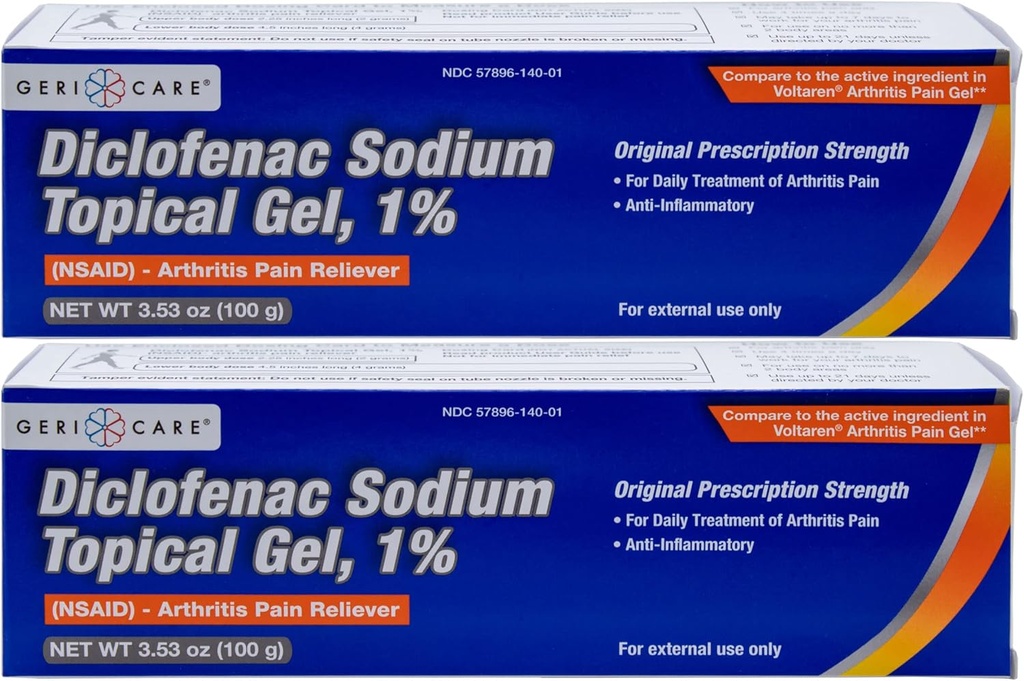 GeriCare Topical Arthritis Schmerzlinderung Gel Diclofenac Sodium 1% (NSAID) Handgelenk Elbow Fuß Knee Extra-Strength Pain Reliever- Anti-inflammatorische Arthritis Schmerzbehandlung, 3.53oz (2 Pack)