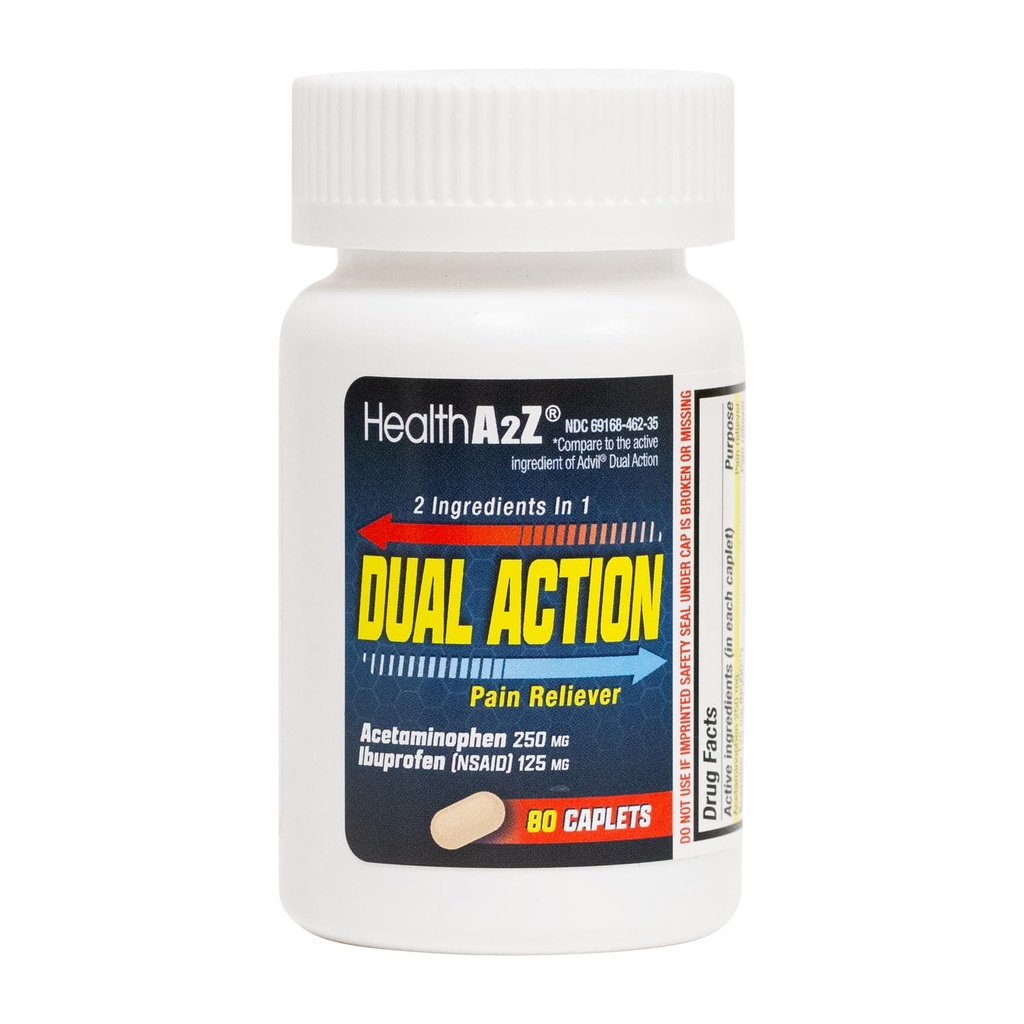 HealthA2Z® Dual Action Pain Relief (HealthA2Z®) Acétaminophène 250mg & Ibuprofène 125mg (NSAID)