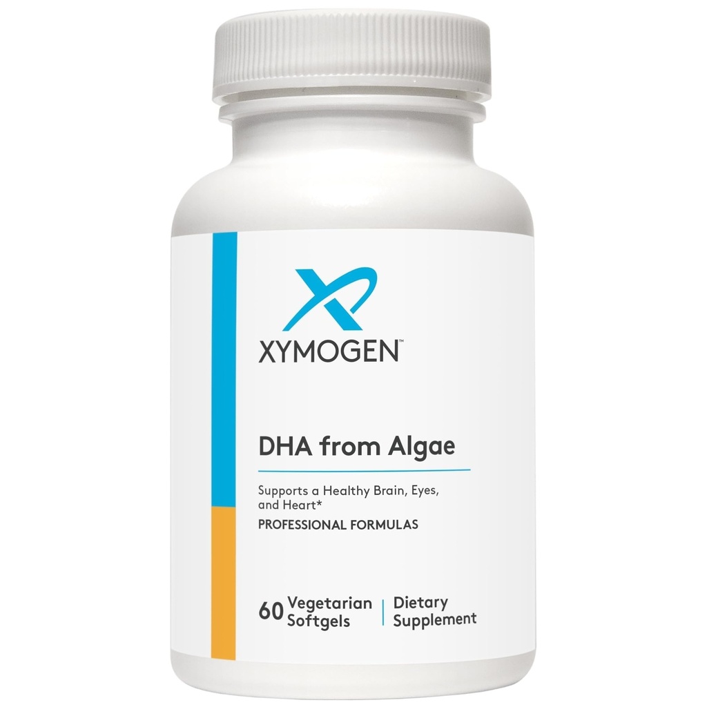 XYMOGEN DHA von Algae - DHA Omega-3 Supplement - Unterstützt Gehirn, Auge, Herz + Immune Gesundheit (60 Softgels)