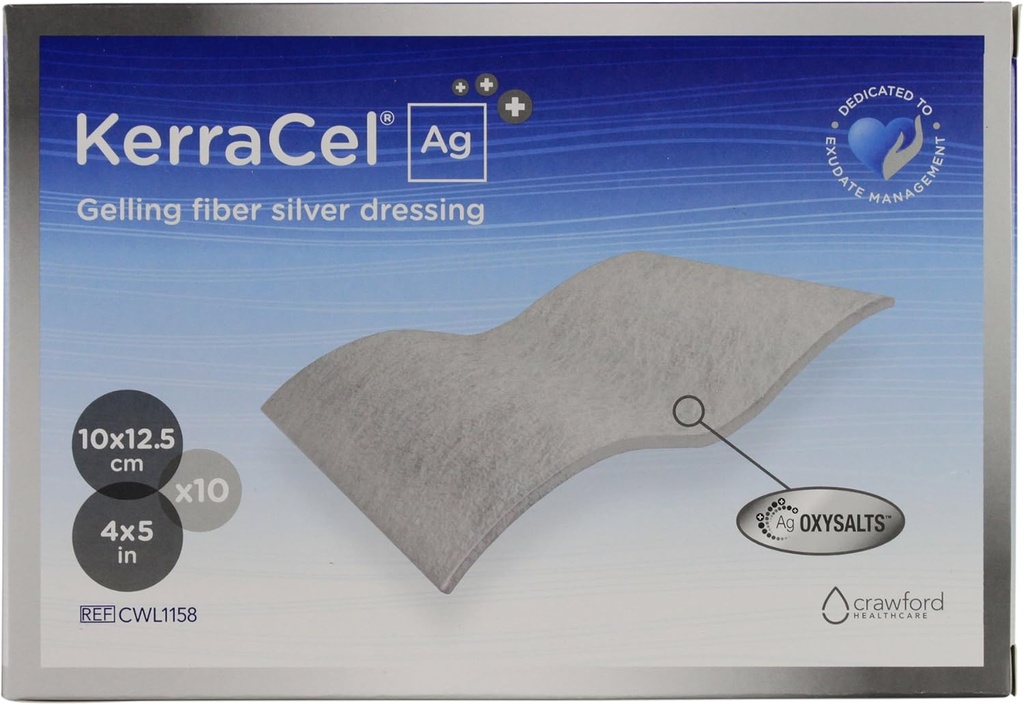 Ag 4" x 5" Gelierfaser Silber würde Dressing (CWL1158) - Absorbiert und Isoliert Wound Drainage und Kills Bacteria, Micro-Contours to Wound Bed, hält gesunde Feuchtigkeit Niveaus (Box von 10)