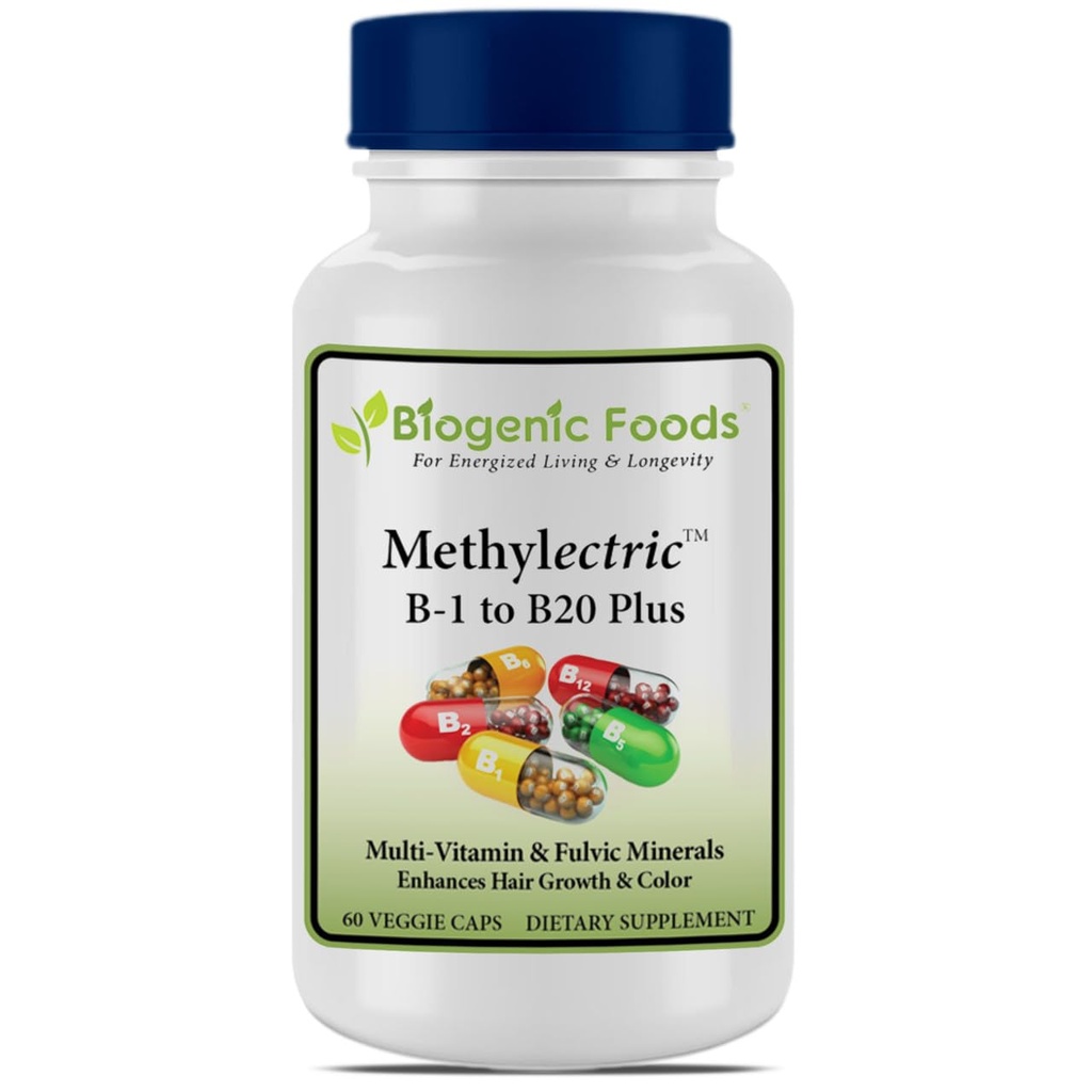 Complexe méthyléctrique B-50 - Méthylé B1 - B20 Minéraux multivitamines et fulviens, bouchons de légumes