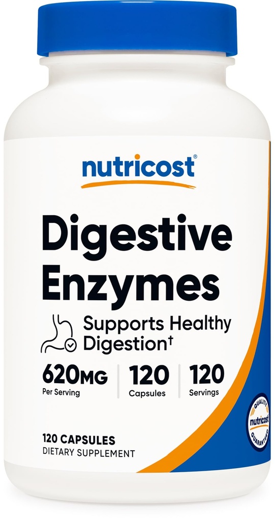 Nutricost Enzymes digestifs 620mg, 120 Capsules - Supplément enzymatique digestif complet