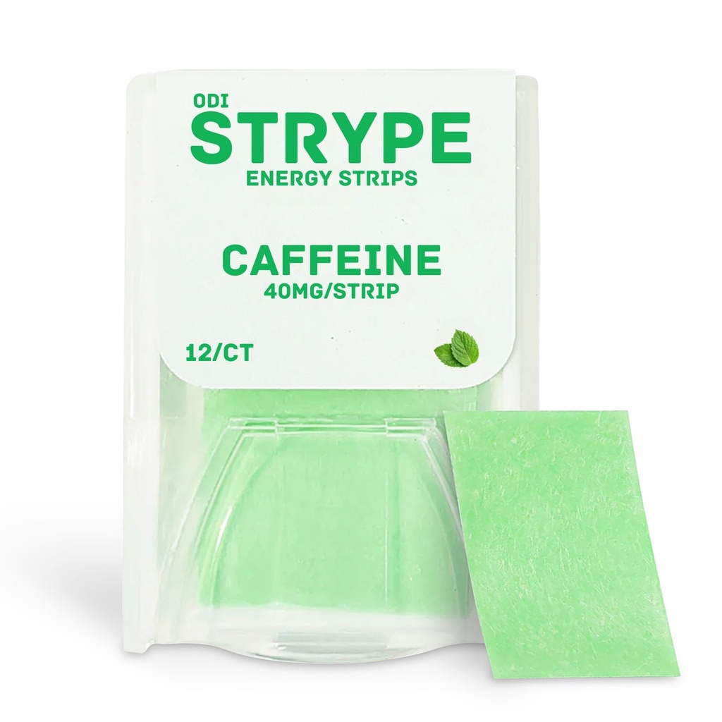 Bandes d'énergie: Caféine instantanée dans une bande: 80mg par portion: Caféine portable + Menthes de souffle: Zero Calories & Zero Sugar: Spearmint Saveur: 12 Bandes par paquet
