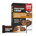 MUSASHI Protein Crisp Bar, 20g Protein, 4g Gesamtzucker, Vanille & Caramel, Post Workout und Snack On The Go, 12 Packung 2,1oz (60g) Bars