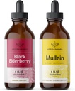 HERBAMA Herbal Liquid Drops Kit - Bundle of Black Elderberry Extract und Mullein Leaf Tincture 4 fl oz - Vegan, Non-GMO, Sugar & Alcohol-Free - 2 Pack