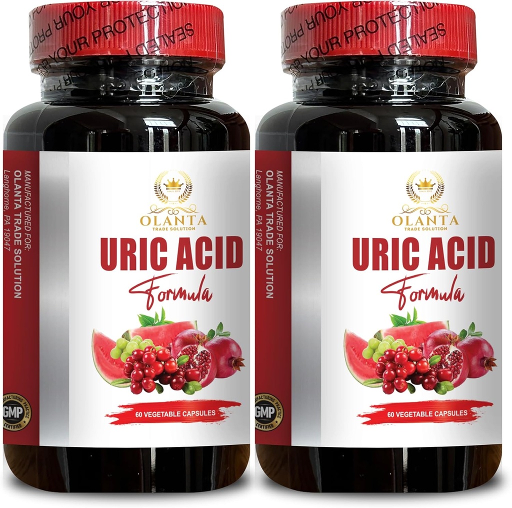 Acide URIC - Soutenir la concentration d'acide urique saine, Tart Cherry Extract Capsules pour hommes et femmes, Uric Acid Support Formula, non-OGM - 2 bouteilles 120 capsules