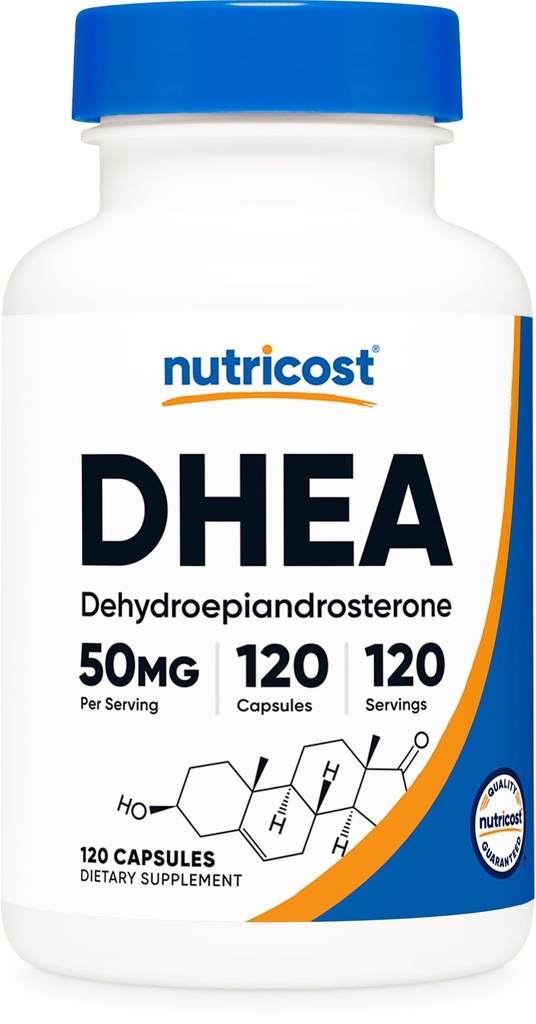 Nutricost DHEA 50mg, 120 Kapseln - Glutenfrei, Sojafrei, Non-GMO, Supplement