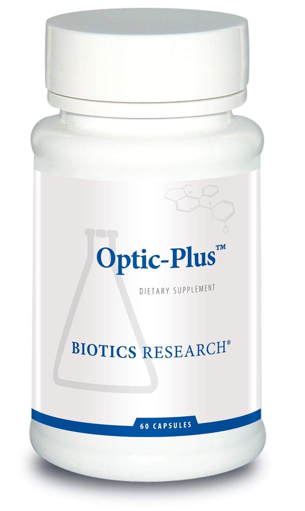 Recherche en biotique Optic Plus Vitamine oculaire et supplément de soutien minéral avec lutéine et zéaxanthine, tissu rétinien sain et vision 60 capsules