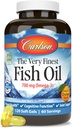 Carlson - Das sehr feinste Fischöl, 700 mg Omega-3s, Norwegische Fischöl-Ergänzung, Wild Caught Omega 3 Fish Oil, Sustainable Sourced Fish Oil Capsules, Omega 3 Supplement, Orange, 120 Softgels