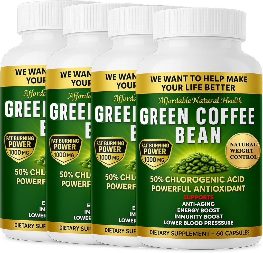 Grüne Kaffeebohnen-Extrakt, 100% reine grüne Kaffeebohnen-Kapseln, 50% Chlorogenic Säure, 10.000 mg Stärke, 240 Kapseln, 8 Monate Versorgung, Non-GMO und Gluten frei, traditionelle Kräuterergänzung