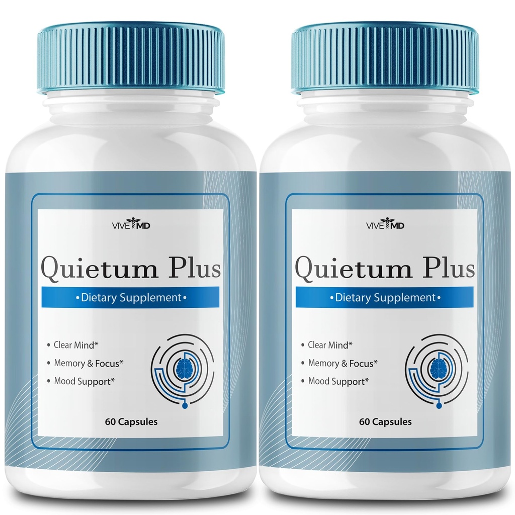 VIVE MD Quietum Plus Tinnitus Relief für Ringohren - Schnelles Ohrring Relief, Klarer Tinnitus und ganzheitliche Tinnitus Behandlung mit 60 Kapseln pro Flasche (2 Packung)