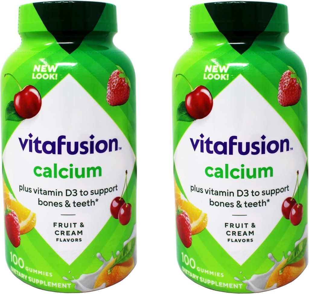 VitaFusion Calcium mit Vitamin D3 - 2 100 Count Bottles - 200 Gummie Gesamt
