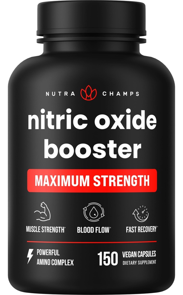 NutraChamps Nitric Oxide Supplement, L-Arginin, L Citrulline Malate, AAKG, Pine Bark, Grape Seed Extract, Extra Strength Nitric Oxide Booster, Nitric Oxide Pillen, Stärke, Energie, Blutfluss