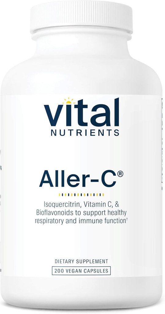 Vital Nährstoffe Aller-C | Vegan Respiratory und Sinus Function Support*s Isoquercitrin, Bromelain, Bioflavonoids, & Vitamin C | Gluten, Dairy, Soy Free Supplement | 200 Kapseln
