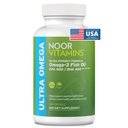 Noor Vitamines Huile de poisson halal, Vitamines halales, Ultra Oméga 3 Poissons sauvages péruviens (800 mg EPA et 400 mg DHA) Soutien cardiaque, cérébral et articulaire, sans OGM et sans gluten (120 Nombre)