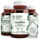 Supplément alimentaire Nutra Soy Lécithine 1 200 mg - Fonction cérébrale, Santé du foie, Santé du sein Hepls, Supplément de stimulation de la mémoire - Sans gluten, sans BPA, 100 softgels dans des bouteilles de verre recyclables