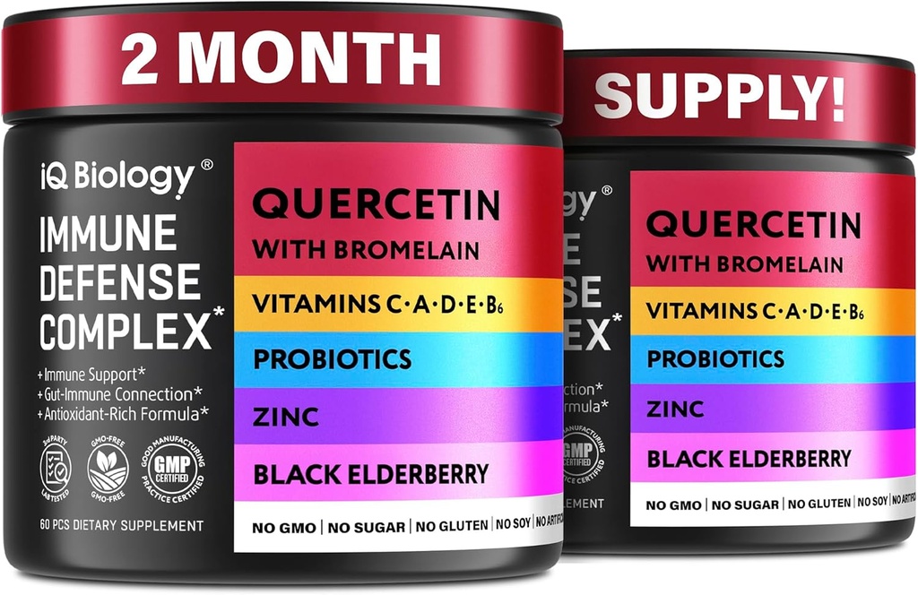 Quercetin mit Bromelain - Premium Quercetin Bromelain Kapseln für Immununterstützung* - Bromelain Quercetin Supplement - Non GMO Quercetin - 2 Pack (120 Kapseln)
