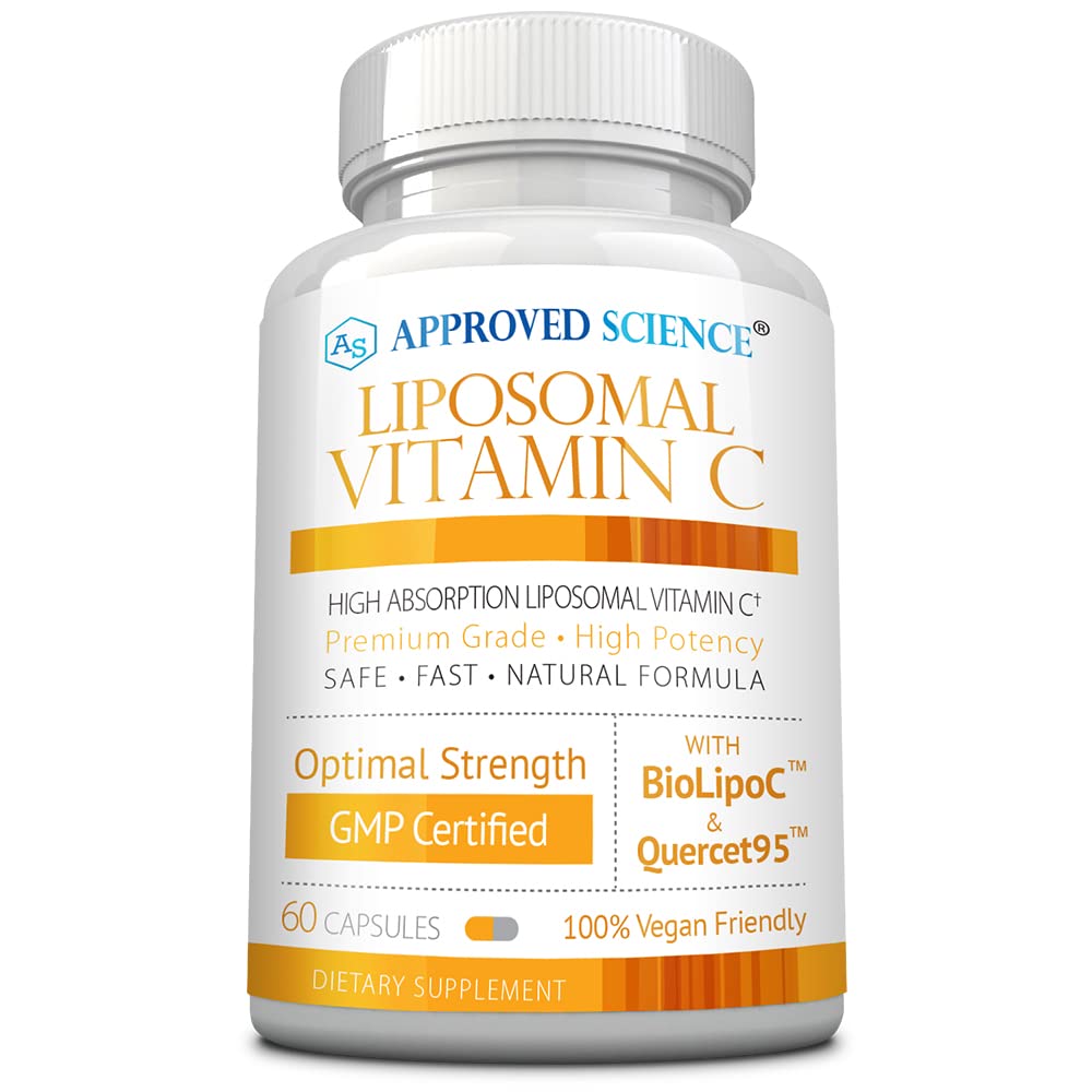 Genehmigte Wissenschaft Liposomas Vitamin C - 1100 mg - 60 Kapseln - Immununterstützung, Boost Collagen, Antioxidans - Hohe Absorption - Fett löslich - Non GMO - Vegan - Made in USA