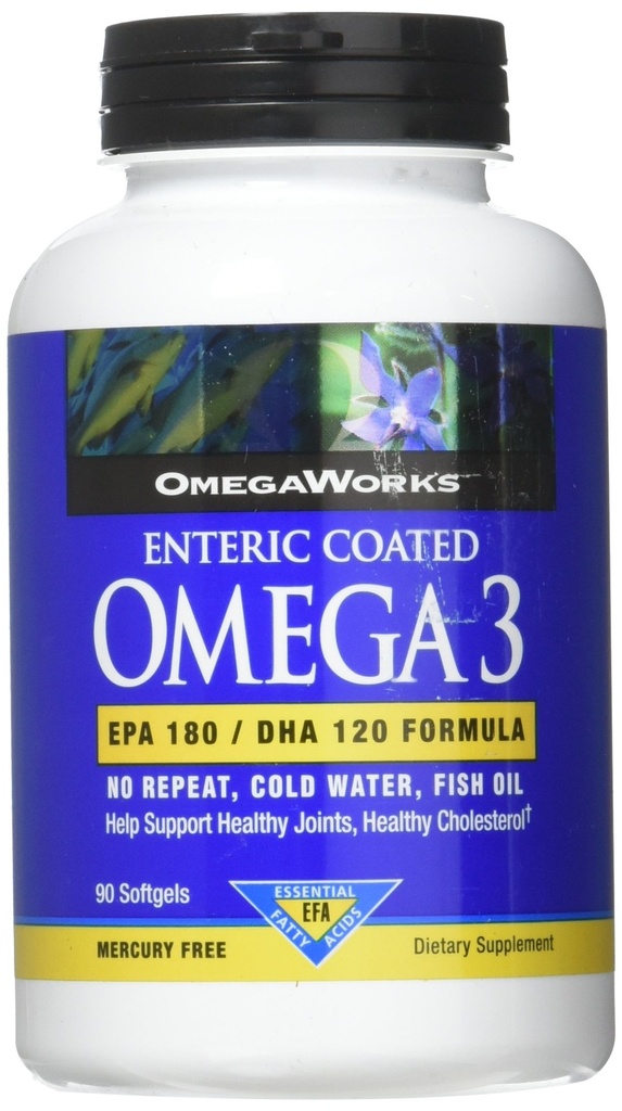 OmegaWorks Super Omega 3, EPA / DHA Acides gras, articulations saines, enrobé entérique 90 softgels, 90 portions