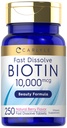 Carlyle Biotin 10000mcg | 250 Fast Dissolve Tabletten | Max Strength | Vegetarisch, Non-GMO, Glutenfreie Ergänzung