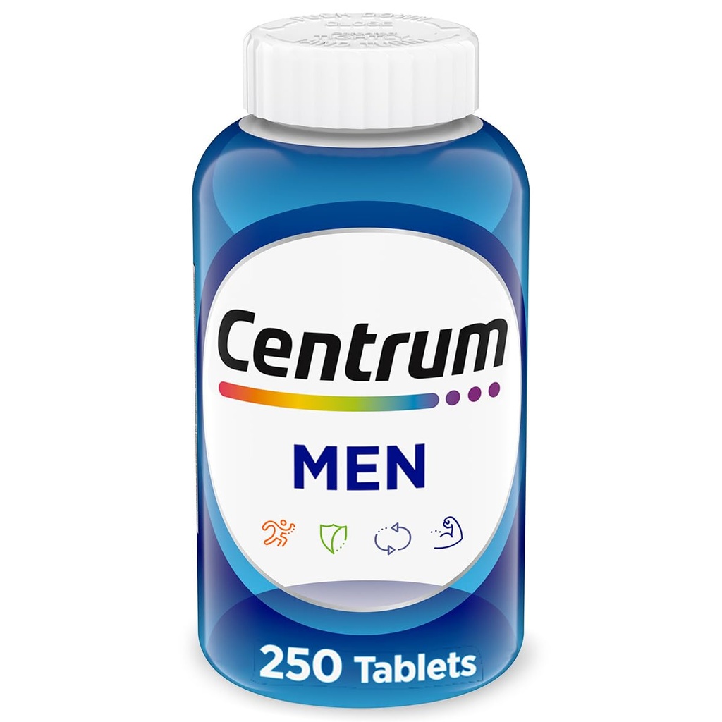 Centrum Multivitamin für Männer, Multivitamin/Multimineral Supplement mit Vitamin D3, B Vitamine und Antioxidantien, Glutenfrei, Non-GMO Zutaten - 250 Zähler