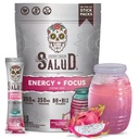 Salud 2-in-1 Energy Drink Powder + Focus, Dragon Fruit, Organic Caffeine, B6 + B12, Theanine, Clean Energy Drink Packets, Pitaya Agua Fresca Mix, Non-GMO, Glutenfrei, Vegan, 1g Zucker, (15 Portionen)