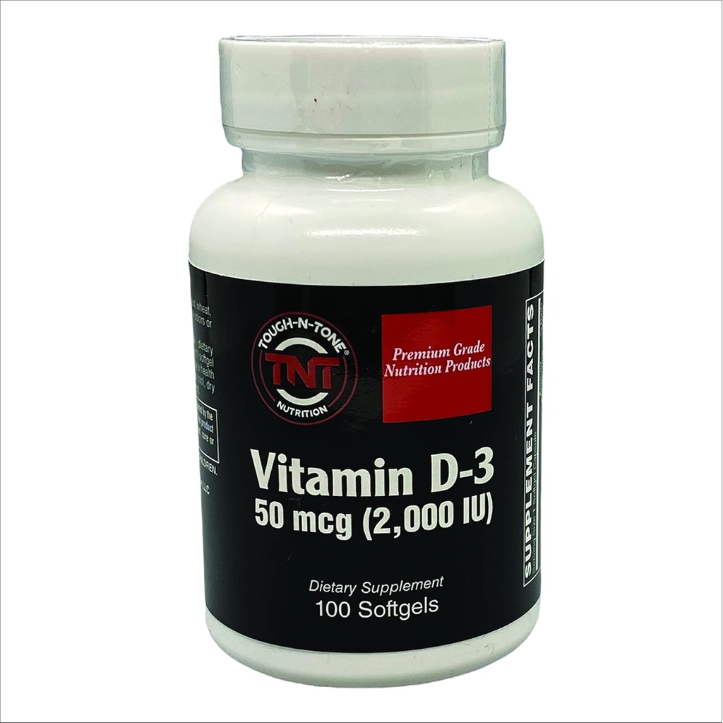 TOUGH-N-TONE Premium Grade Vitamin D-3, 2.000 IU (Cholecalciferol), eine hoch bioverfügbare Form von Vitamin D, in einem leicht zu schluckenden Weichgel.