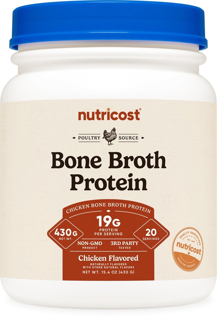 Protéine de bouillon de poulet Nutricost (arôme de poulet, 20 portions)
