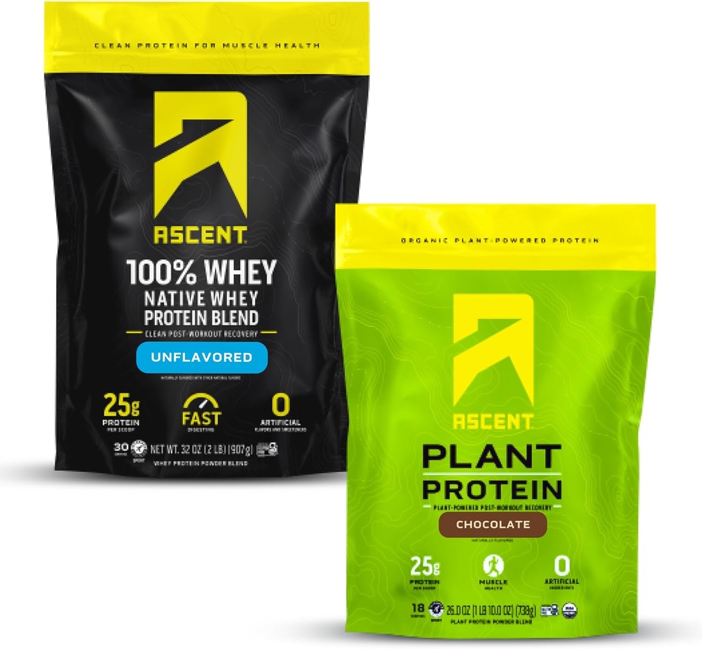 Augmentation Whey + poudre de protéines végétales - 2 lb et chocolat non aromatisé 18 portions