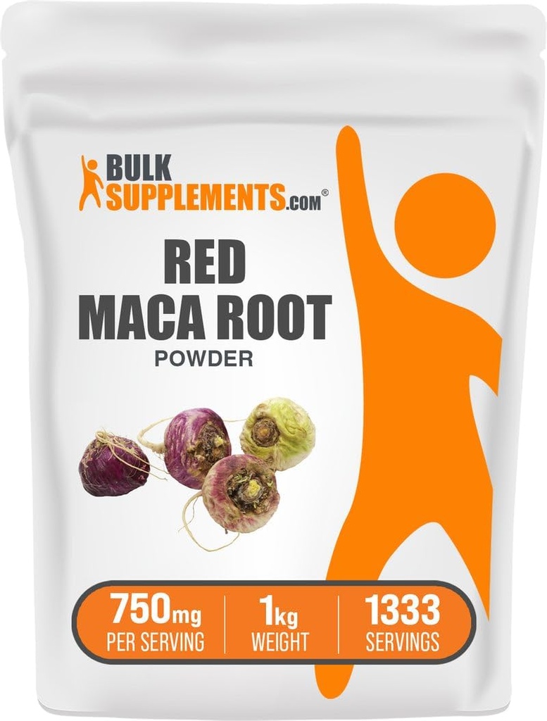 BulkSupplements.com Red Maca Powder - von Root, Maca Supplement, Kräuterergänzung - Vegan & Gluten Free, 750mg pro Servierung, 1kg (2.2 lbs) (Pack von 1)