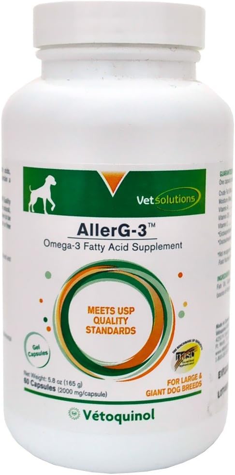 Vetoquinol Pflege Triglycerid Omega-Ergänzung für große Riesige Zucht (60 Kapseln)