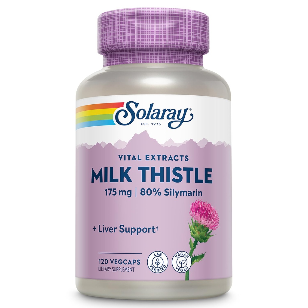 SOLARAY Milk Thistle Seed Extract 175mg Antioxidant beabsichtigt, um eine normale, gesunde Leber Non-GMO & Vegan 120 VegCaps zu unterstützen