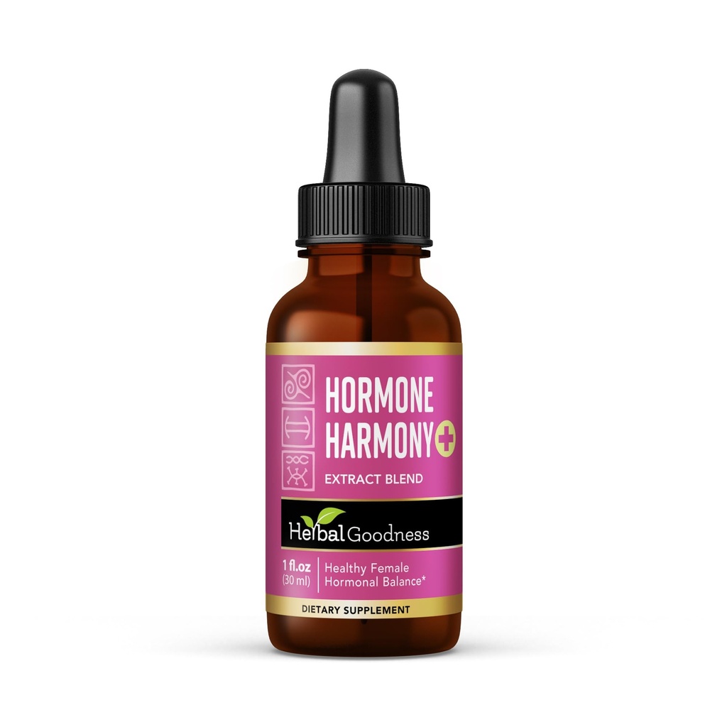 Herbal Goodness Hormone Harmony 1oz – Organic Hormon Balance Supplement für Frauen, angereichert mit Probiotics, Menopause Relief, Fertilität Unterstützung, PMS & Lactation Aid