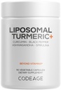 Codeage Organic Turmeric Supplement - 95% Curcumin Extract Pillen - Liposomal Fermented Botanical Blend Black Pepper, Ashwagandha, Ginger, Stephania, Boswelia, Cumin, Digestive Bitters - 90 Kapseln