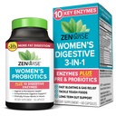 Zenwise Health 3-in-1 Frauen Probiotische Ergänzung für Verdauung, Gut Flora & Vaginale Gesundheit - Daily Probiotics & Prebiotics für Frauen mit Verdauungsenzymen unterstützt Bloating & Gas Relief - 60 Count
